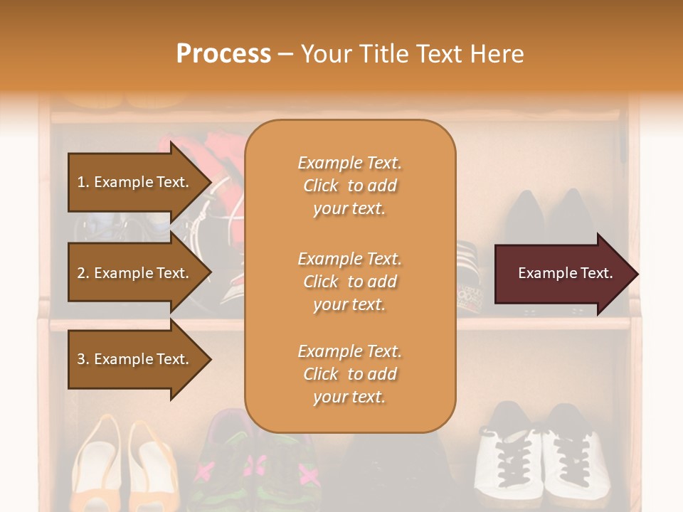 Shoes, Gym Shoes, Boots And Other Footwear Stand On A Rack PowerPoint Template