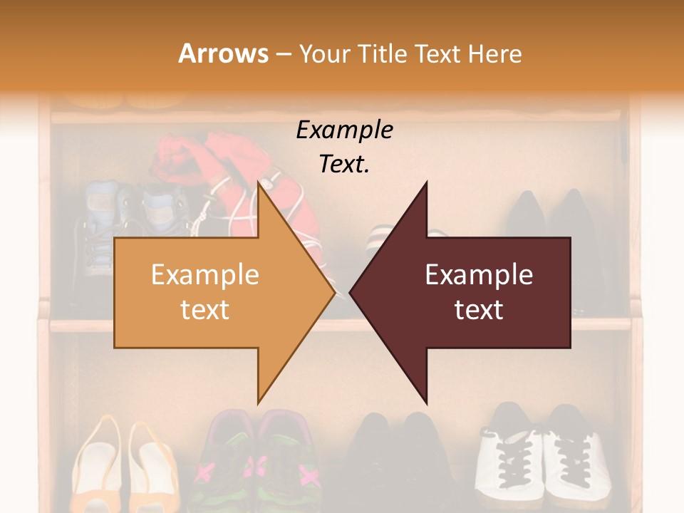Shoes, Gym Shoes, Boots And Other Footwear Stand On A Rack PowerPoint Template