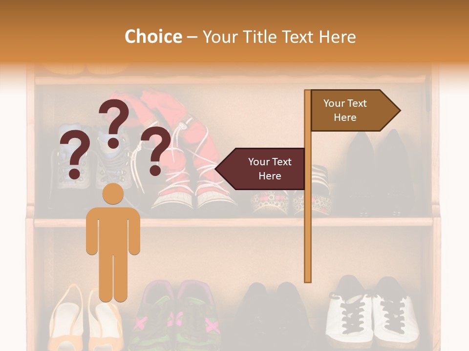 Shoes, Gym Shoes, Boots And Other Footwear Stand On A Rack PowerPoint Template