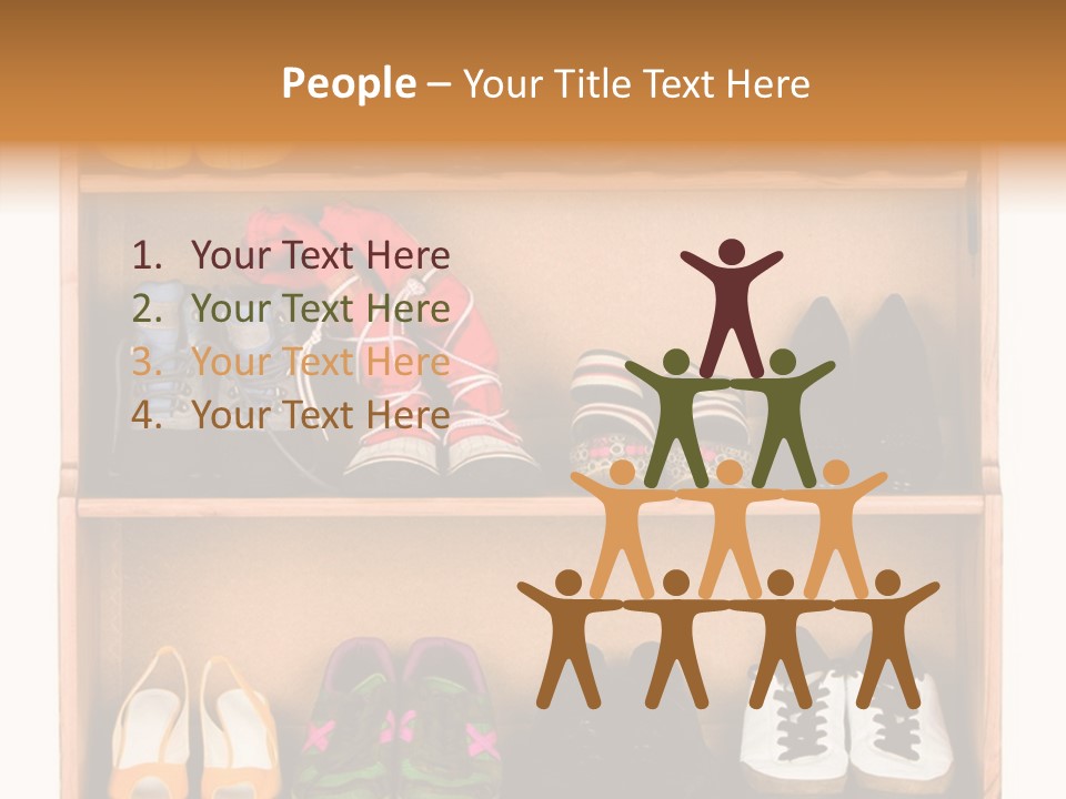 Shoes, Gym Shoes, Boots And Other Footwear Stand On A Rack PowerPoint Template