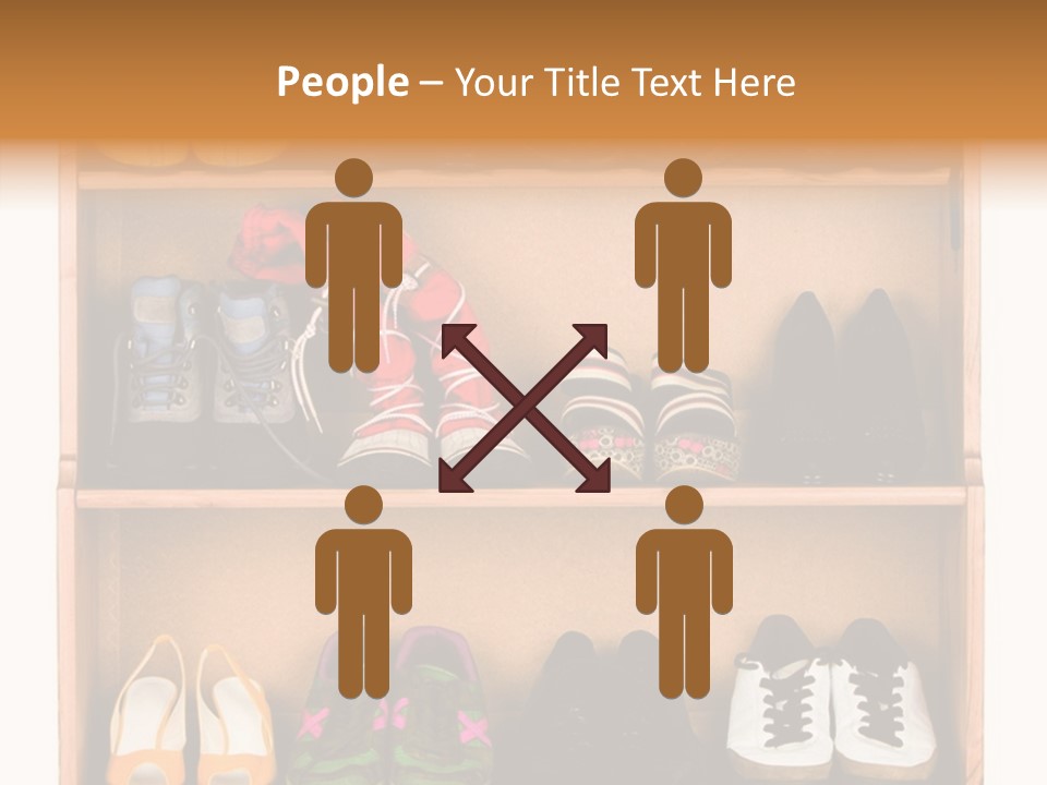 Shoes, Gym Shoes, Boots And Other Footwear Stand On A Rack PowerPoint Template