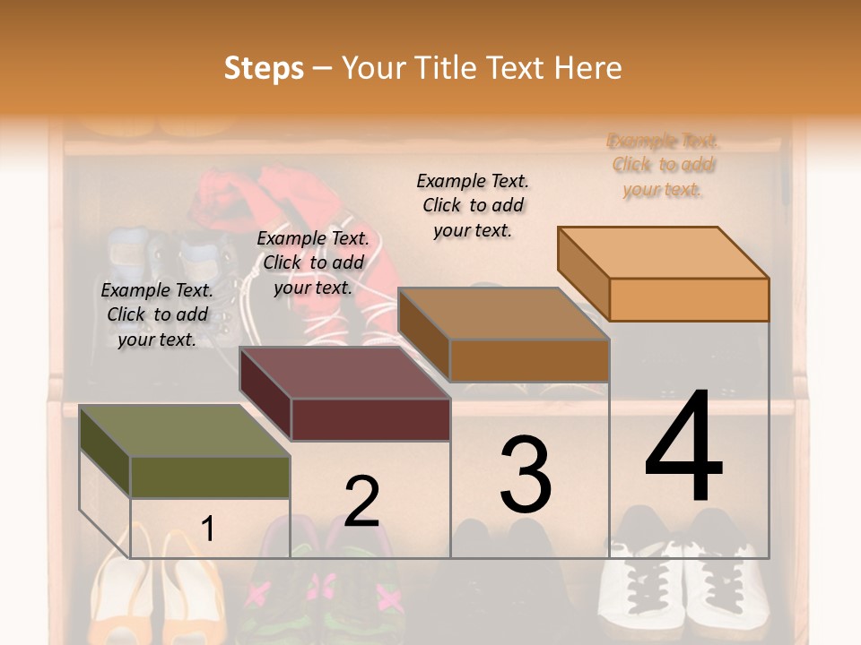 Shoes, Gym Shoes, Boots And Other Footwear Stand On A Rack PowerPoint Template