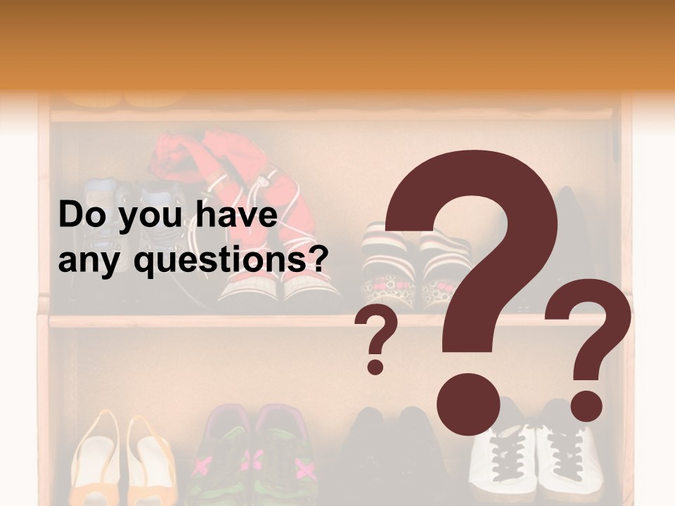 Shoes, Gym Shoes, Boots And Other Footwear Stand On A Rack PowerPoint Template