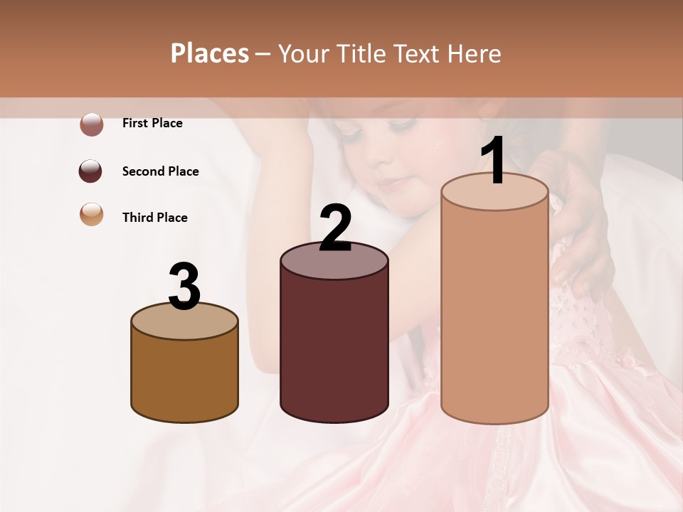 Blond Flower Girl Wearing A Pink Dress With Bead-Work PowerPoint Template