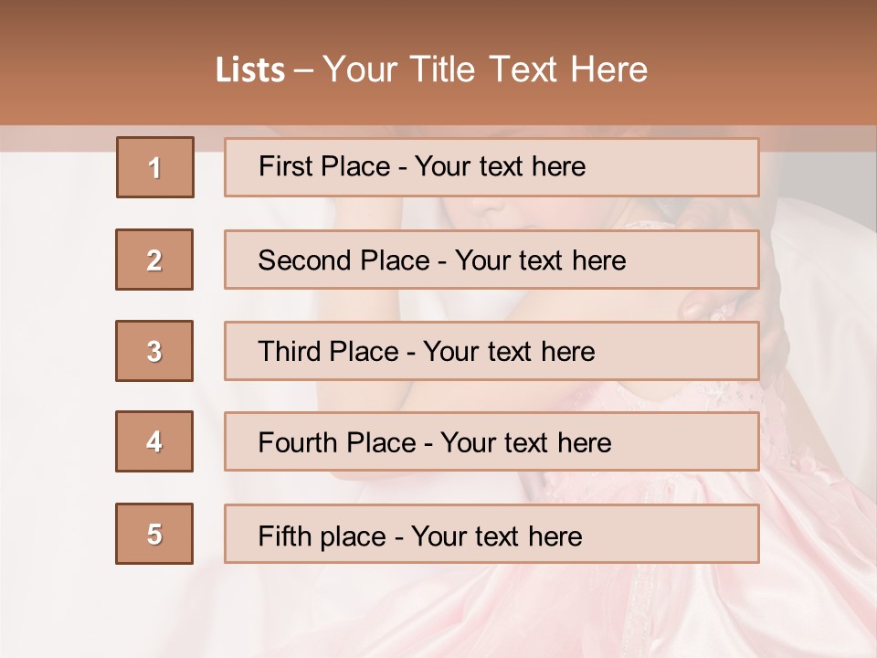 Blond Flower Girl Wearing A Pink Dress With Bead-Work PowerPoint Template