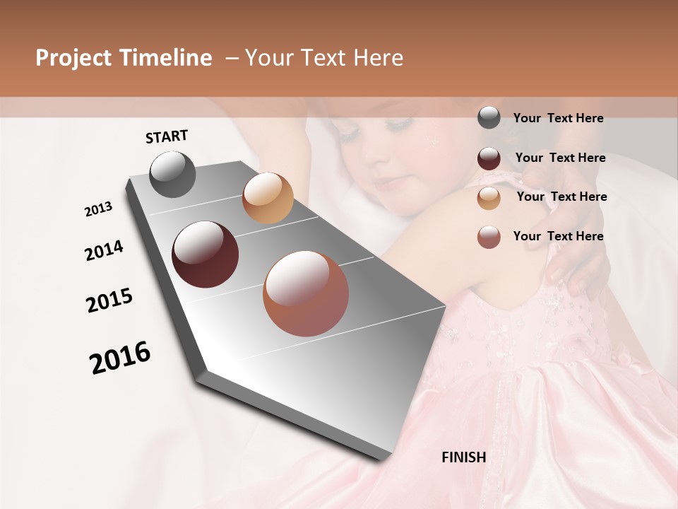 Blond Flower Girl Wearing A Pink Dress With Bead-Work PowerPoint Template