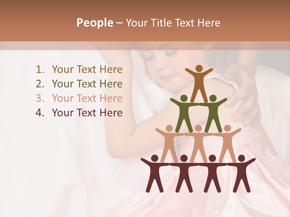 Blond Flower Girl Wearing A Pink Dress With Bead-Work PowerPoint Template