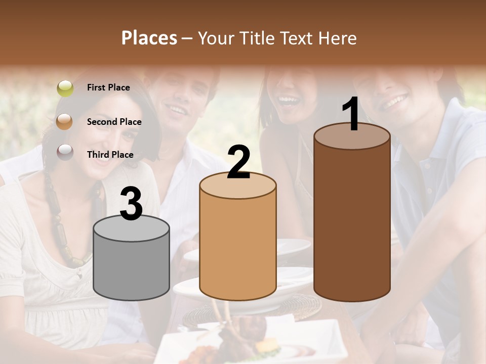 A Group Of Young Adults Having Lunch On Vacation PowerPoint Template