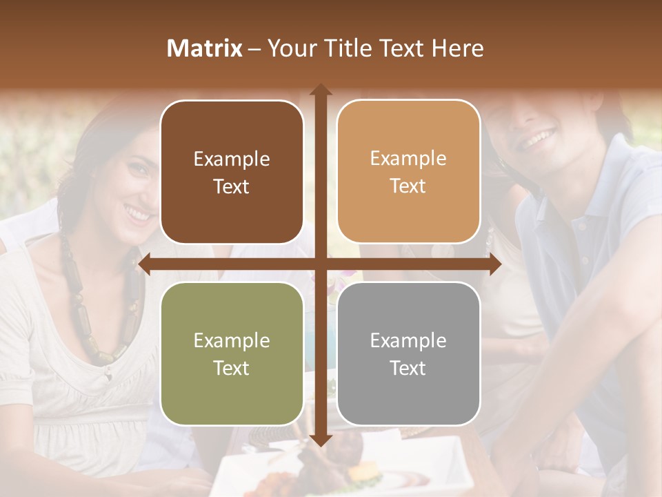 A Group Of Young Adults Having Lunch On Vacation PowerPoint Template