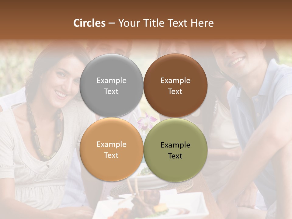 A Group Of Young Adults Having Lunch On Vacation PowerPoint Template