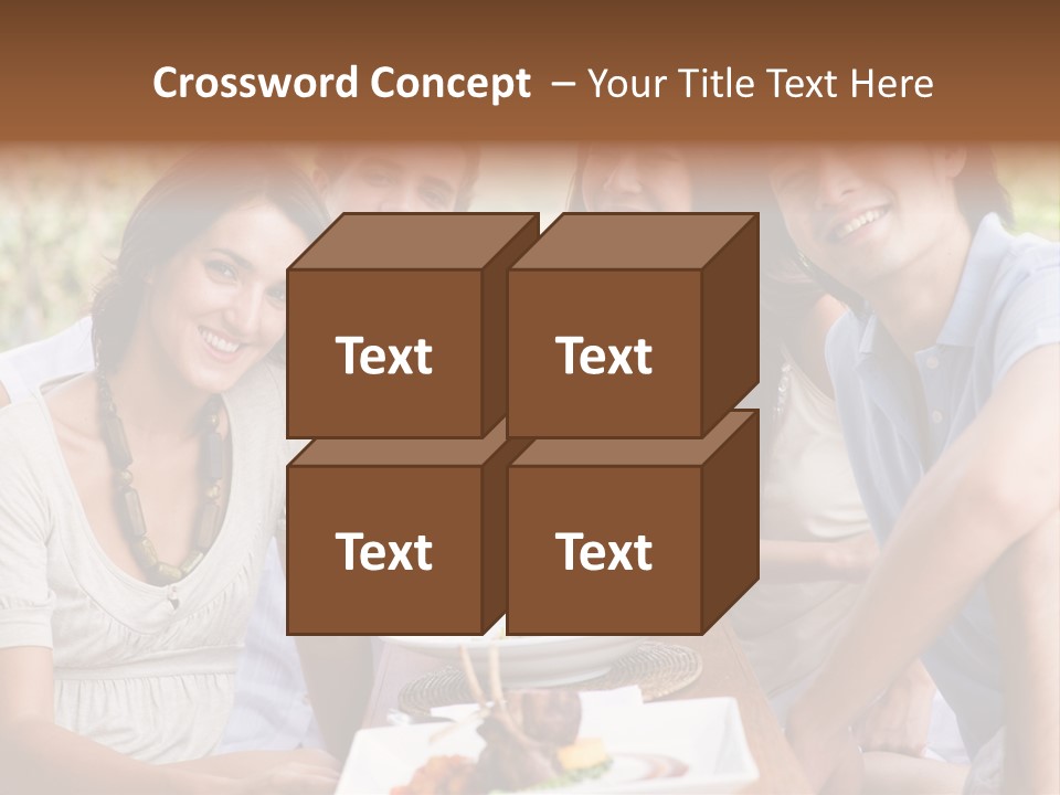 A Group Of Young Adults Having Lunch On Vacation PowerPoint Template