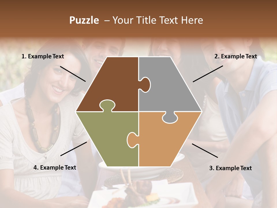 A Group Of Young Adults Having Lunch On Vacation PowerPoint Template