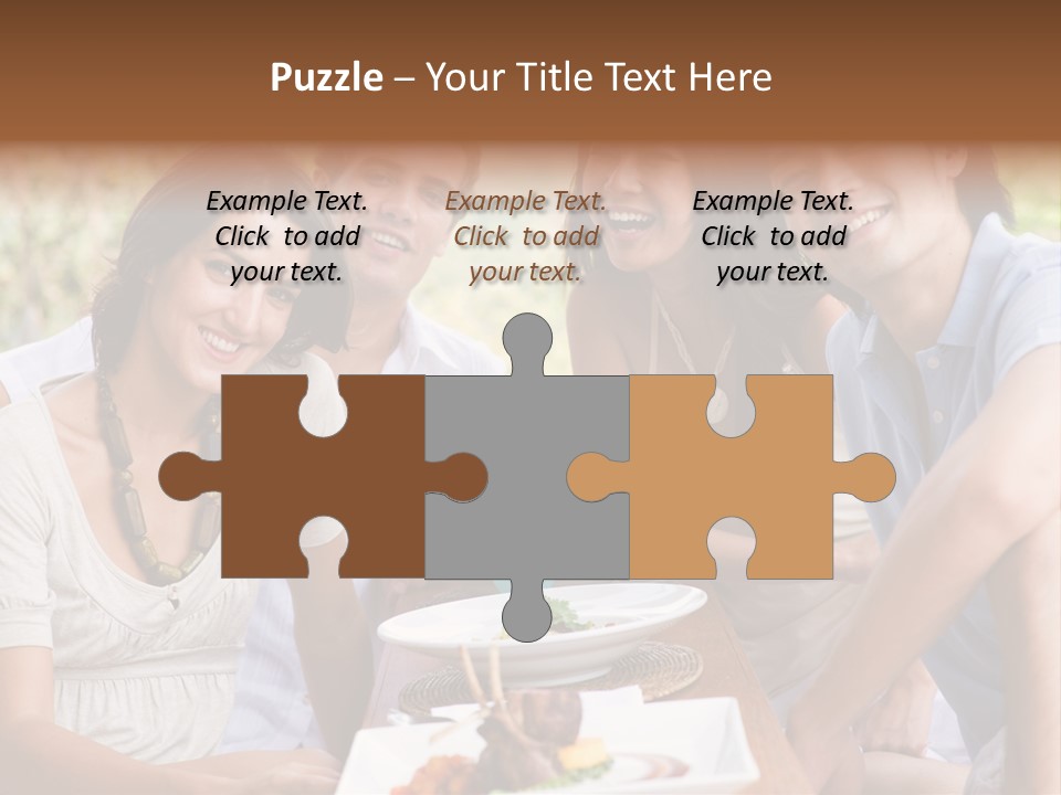 A Group Of Young Adults Having Lunch On Vacation PowerPoint Template