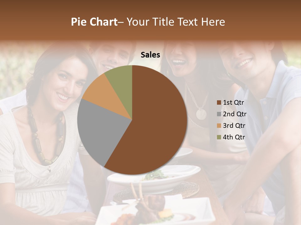 A Group Of Young Adults Having Lunch On Vacation PowerPoint Template