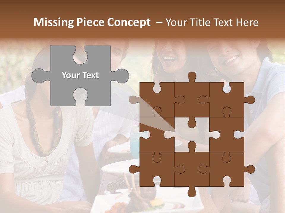 A Group Of Young Adults Having Lunch On Vacation PowerPoint Template