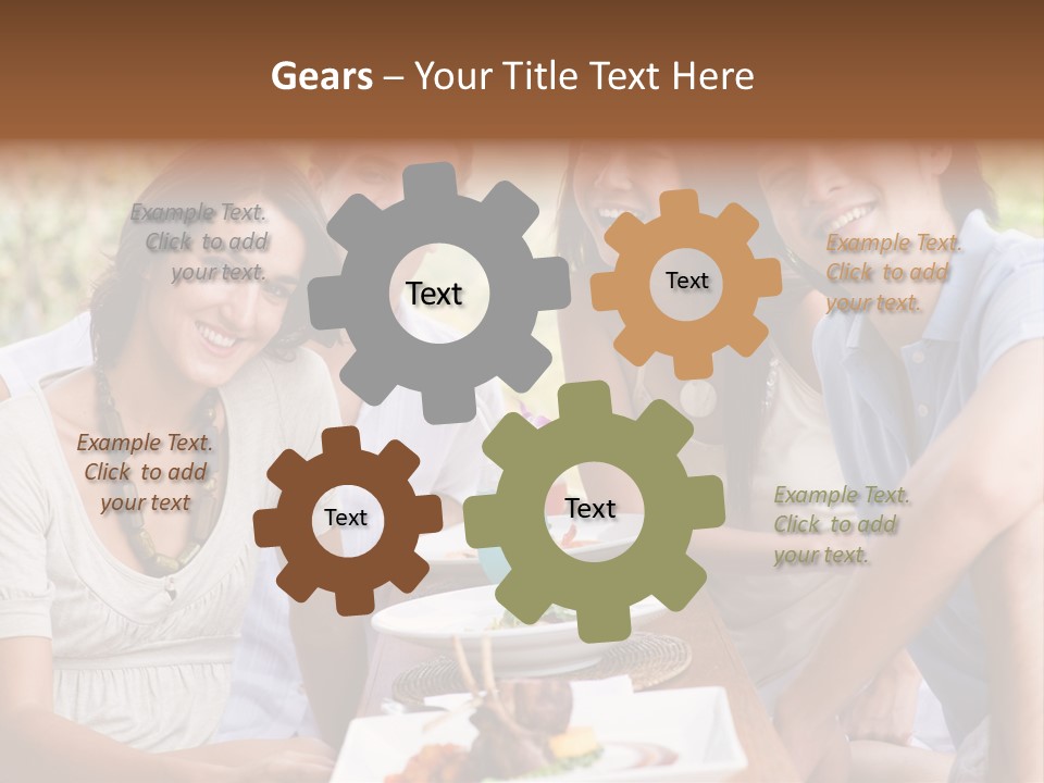 A Group Of Young Adults Having Lunch On Vacation PowerPoint Template