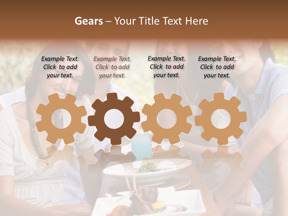 A Group Of Young Adults Having Lunch On Vacation PowerPoint Template