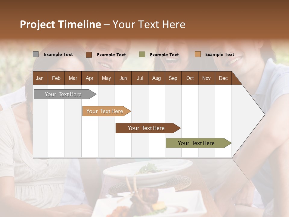 A Group Of Young Adults Having Lunch On Vacation PowerPoint Template