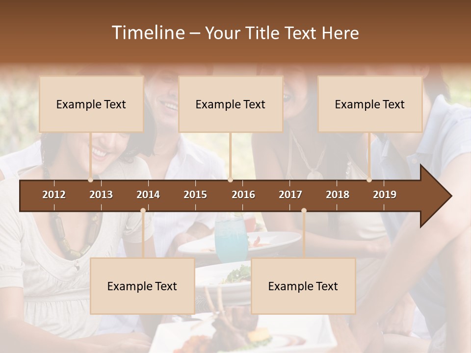 A Group Of Young Adults Having Lunch On Vacation PowerPoint Template