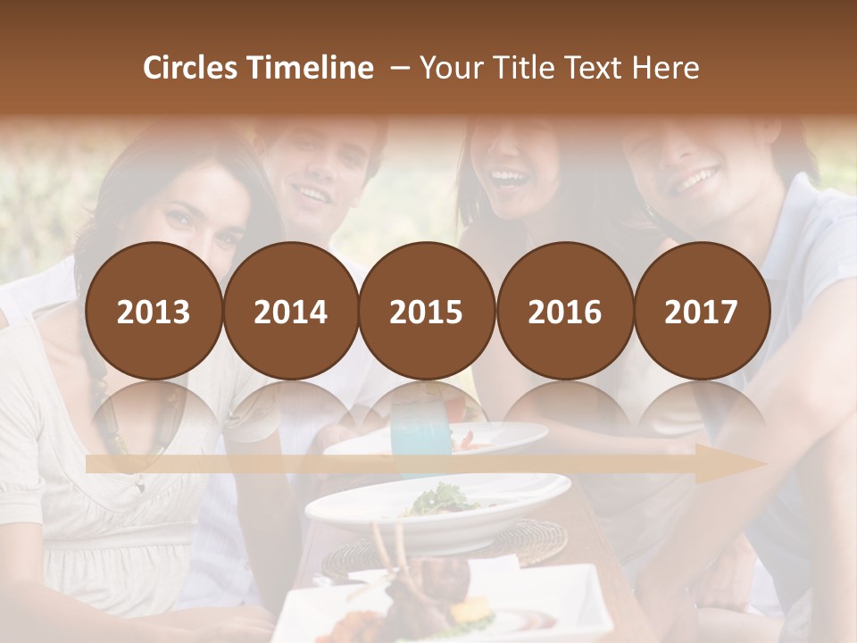 A Group Of Young Adults Having Lunch On Vacation PowerPoint Template