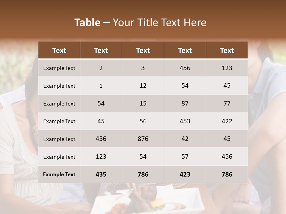 A Group Of Young Adults Having Lunch On Vacation PowerPoint Template