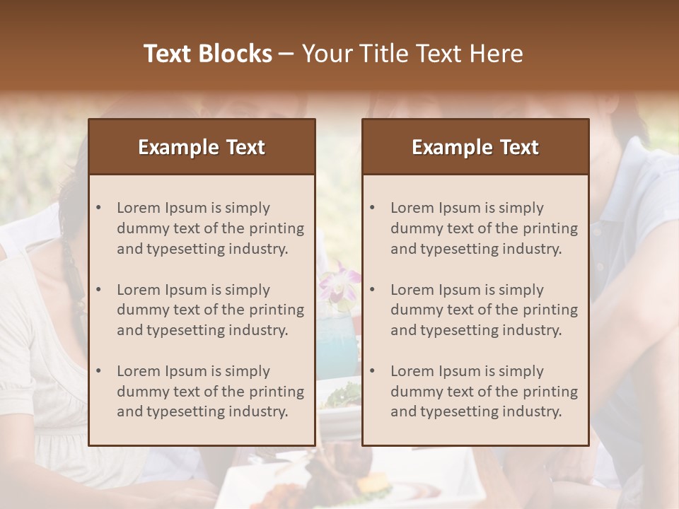 A Group Of Young Adults Having Lunch On Vacation PowerPoint Template