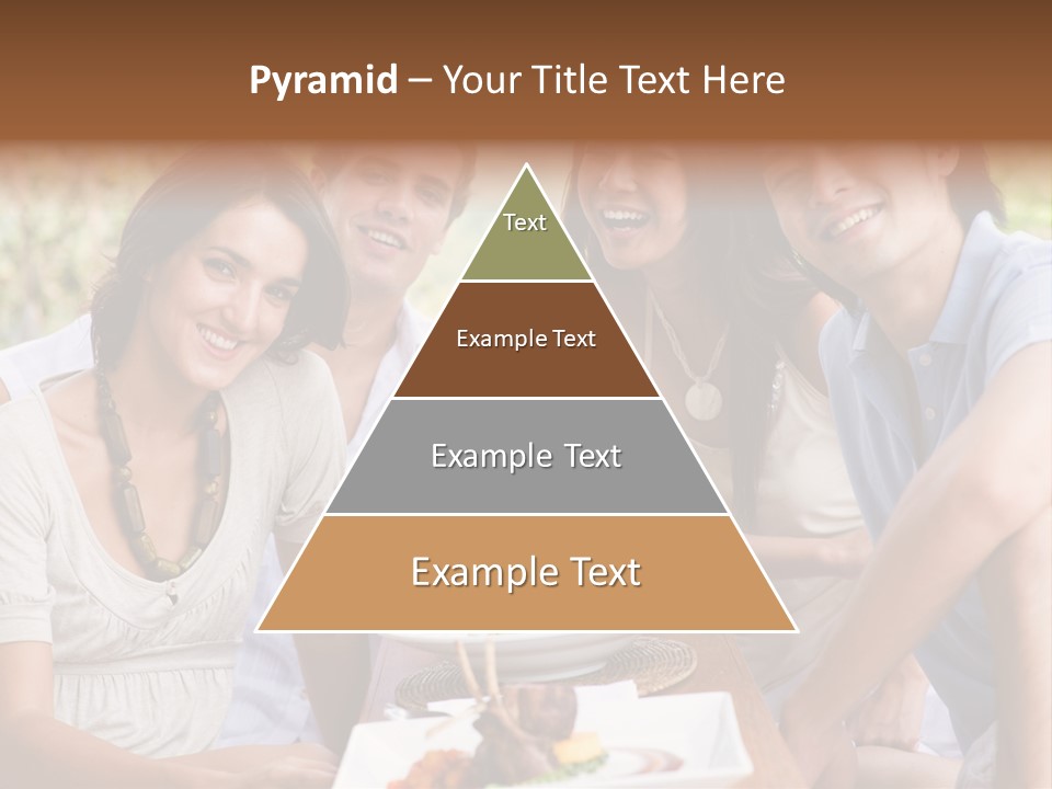 A Group Of Young Adults Having Lunch On Vacation PowerPoint Template