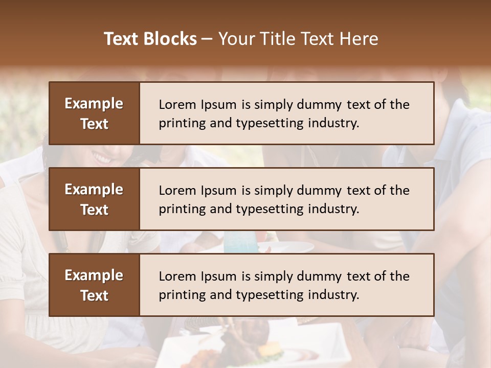 A Group Of Young Adults Having Lunch On Vacation PowerPoint Template