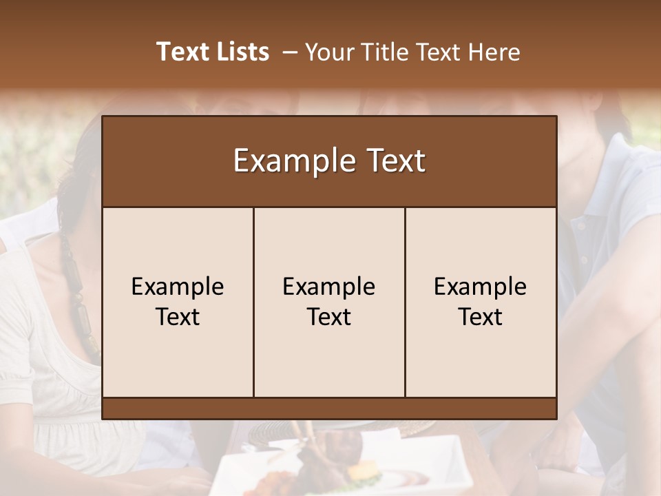 A Group Of Young Adults Having Lunch On Vacation PowerPoint Template