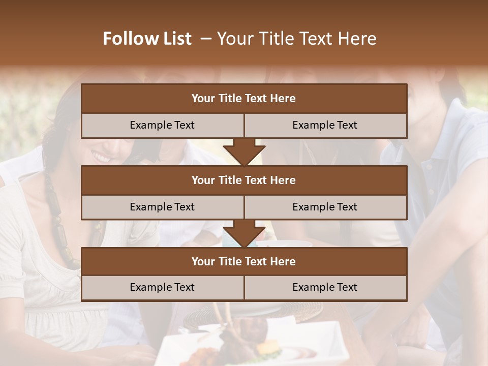 A Group Of Young Adults Having Lunch On Vacation PowerPoint Template