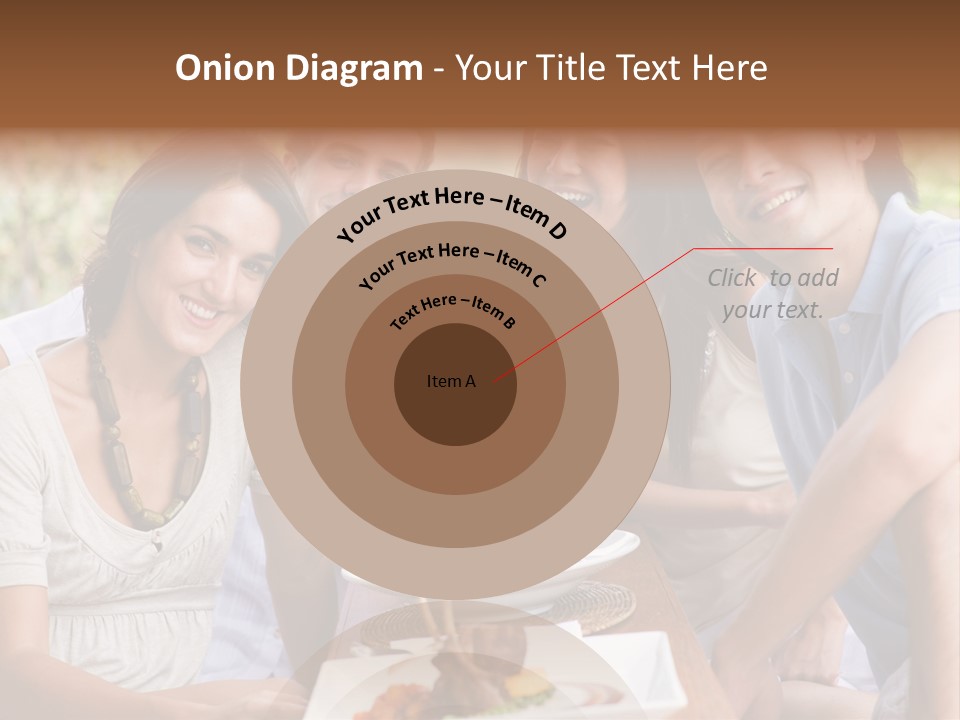 A Group Of Young Adults Having Lunch On Vacation PowerPoint Template