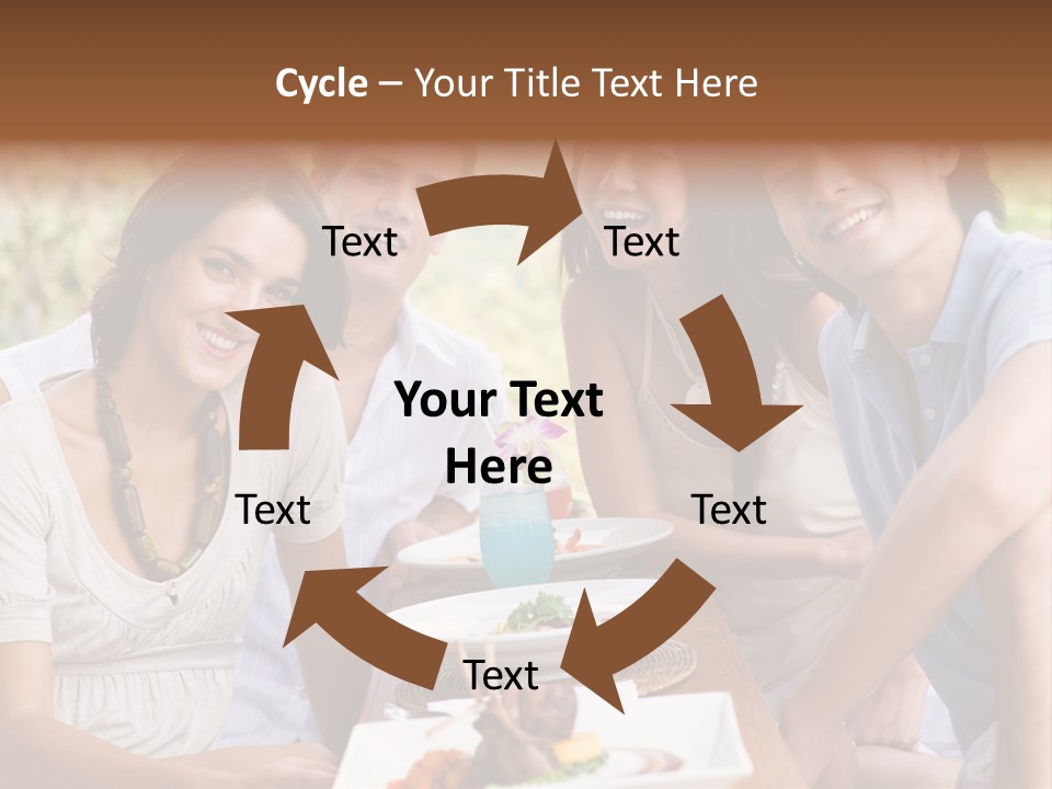 A Group Of Young Adults Having Lunch On Vacation PowerPoint Template