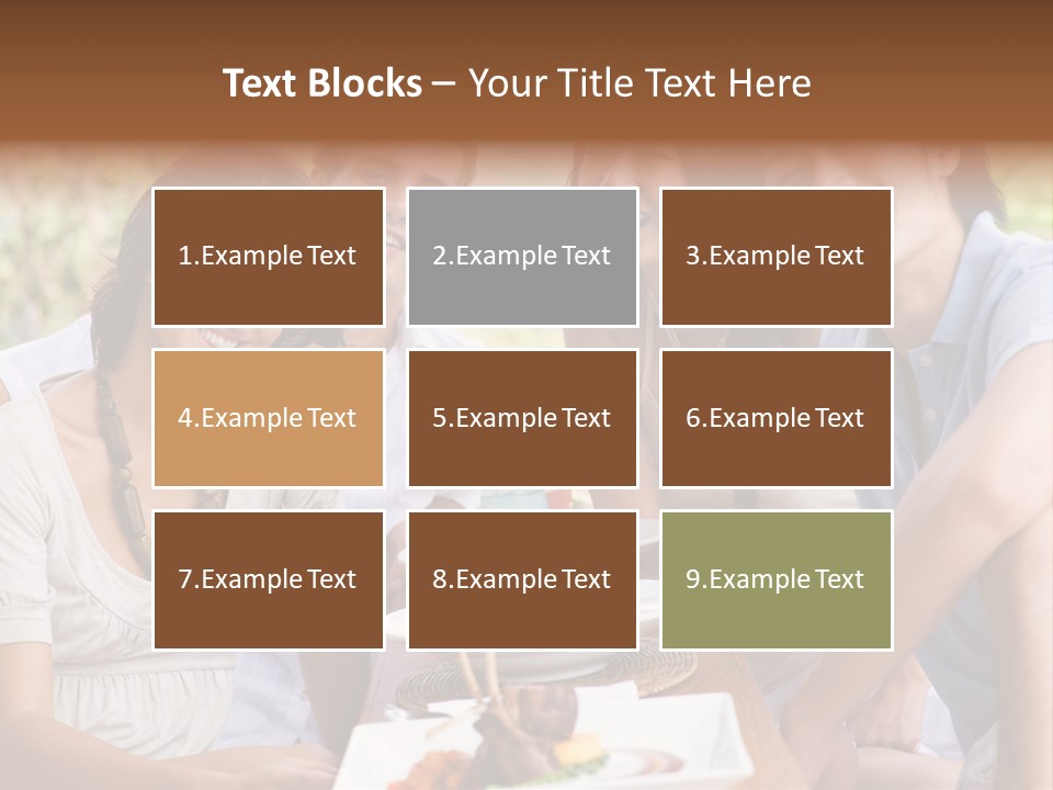 A Group Of Young Adults Having Lunch On Vacation PowerPoint Template