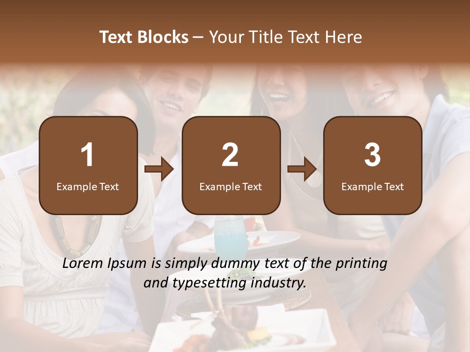 A Group Of Young Adults Having Lunch On Vacation PowerPoint Template