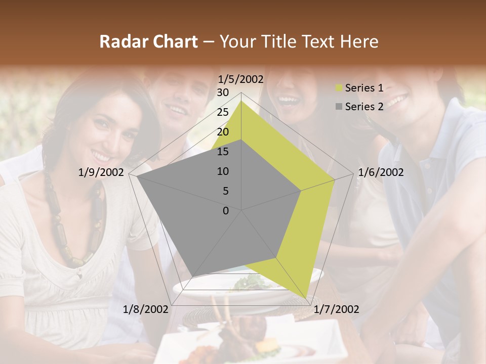 A Group Of Young Adults Having Lunch On Vacation PowerPoint Template