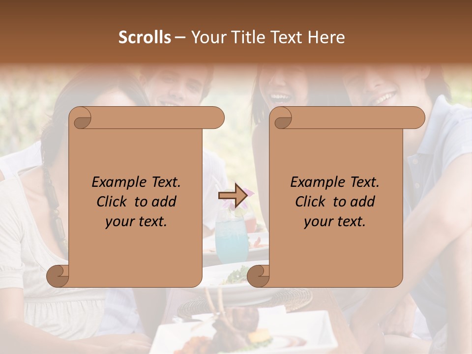 A Group Of Young Adults Having Lunch On Vacation PowerPoint Template