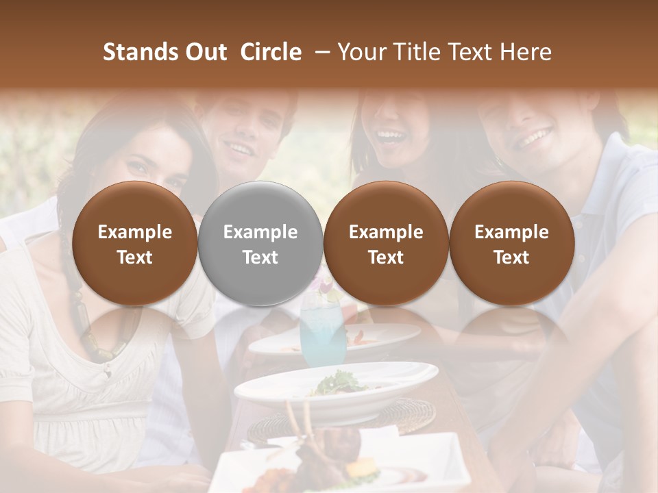 A Group Of Young Adults Having Lunch On Vacation PowerPoint Template