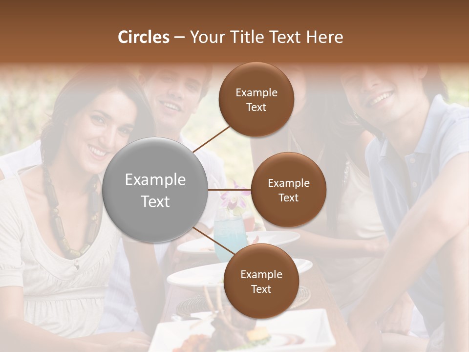 A Group Of Young Adults Having Lunch On Vacation PowerPoint Template