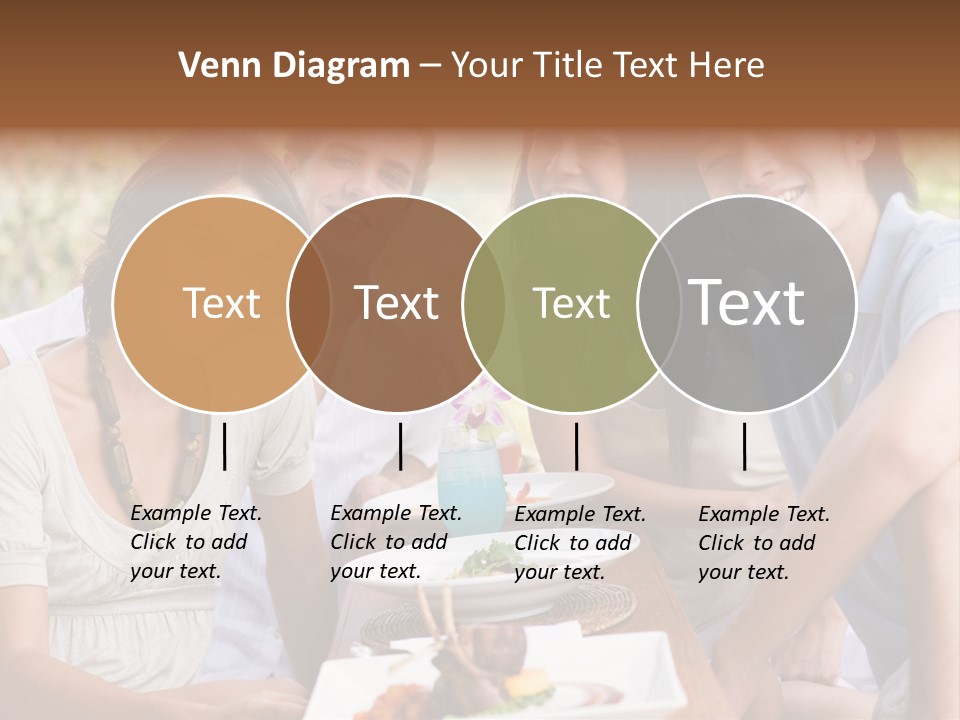 A Group Of Young Adults Having Lunch On Vacation PowerPoint Template