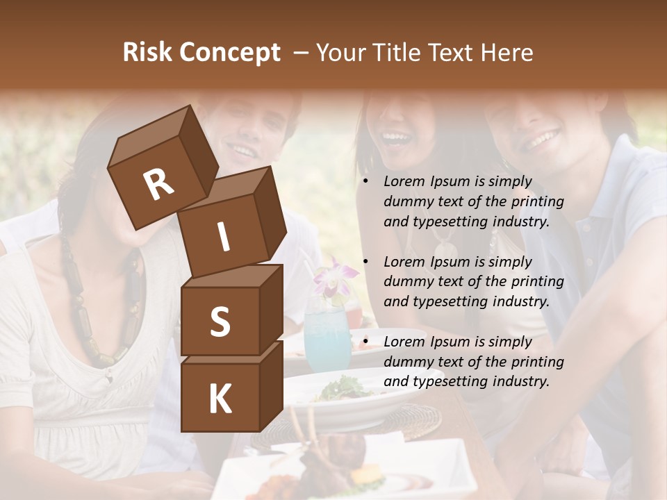 A Group Of Young Adults Having Lunch On Vacation PowerPoint Template