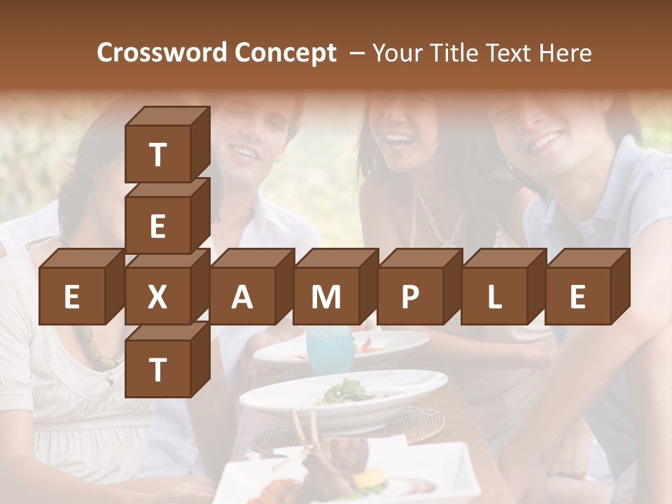 A Group Of Young Adults Having Lunch On Vacation PowerPoint Template