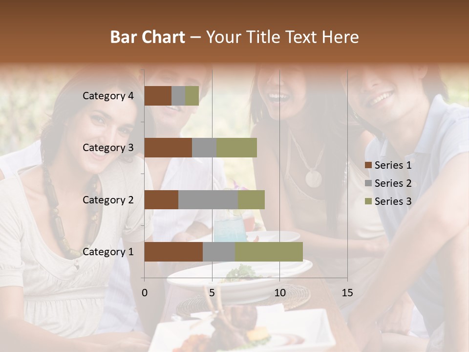 A Group Of Young Adults Having Lunch On Vacation PowerPoint Template