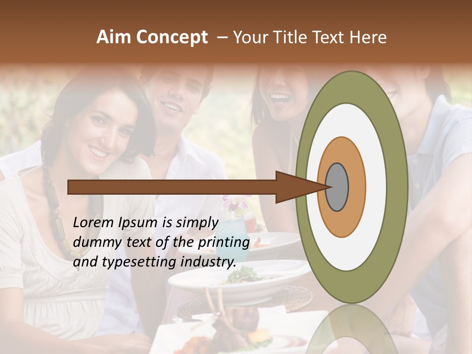 A Group Of Young Adults Having Lunch On Vacation PowerPoint Template