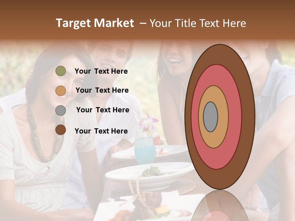 A Group Of Young Adults Having Lunch On Vacation PowerPoint Template