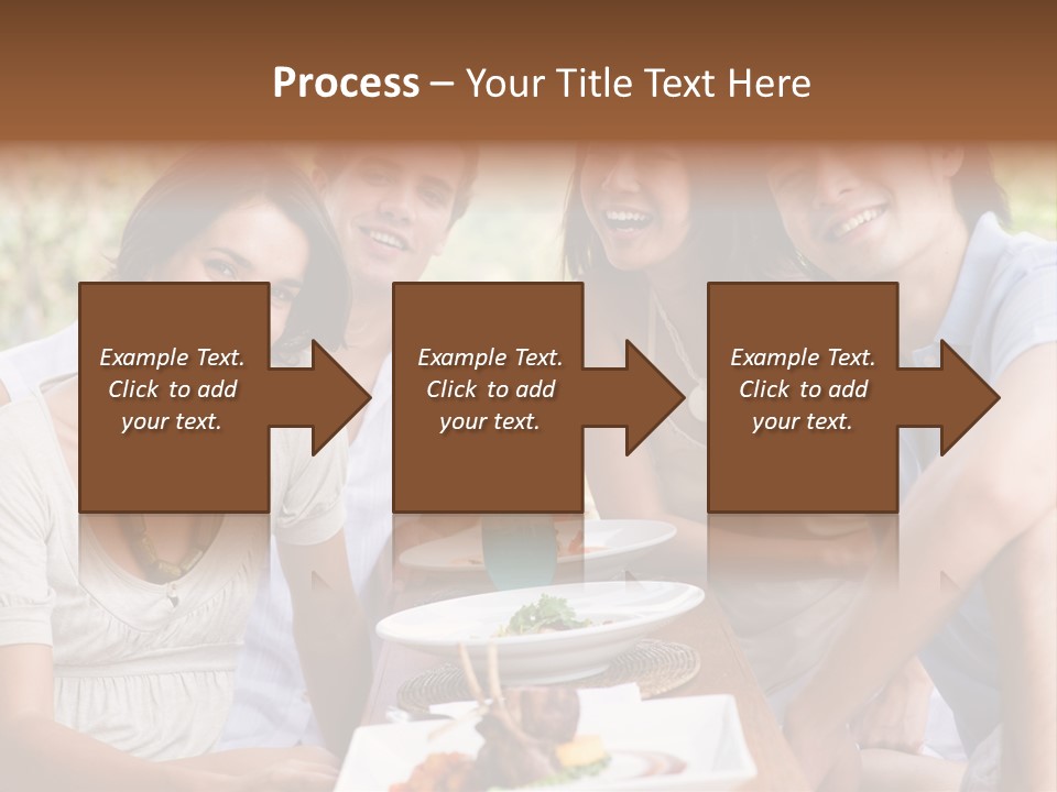 A Group Of Young Adults Having Lunch On Vacation PowerPoint Template