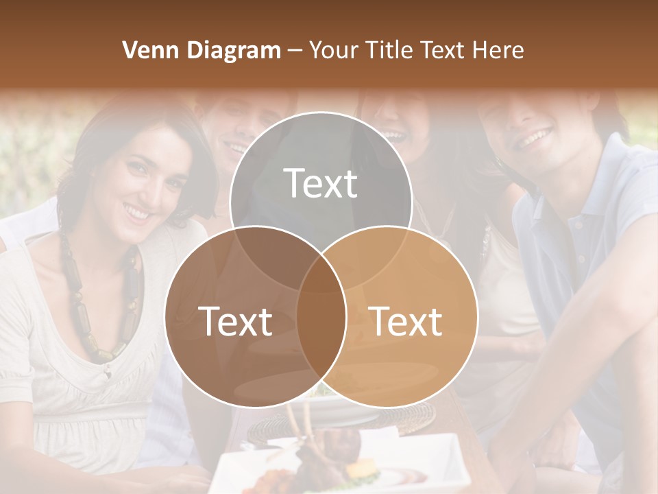 A Group Of Young Adults Having Lunch On Vacation PowerPoint Template