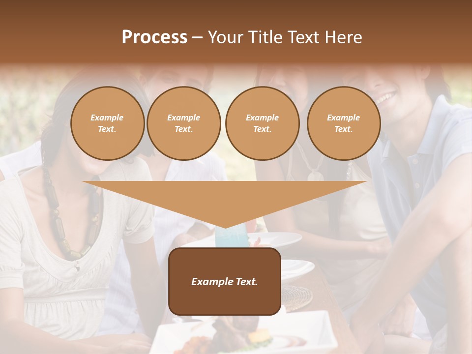 A Group Of Young Adults Having Lunch On Vacation PowerPoint Template