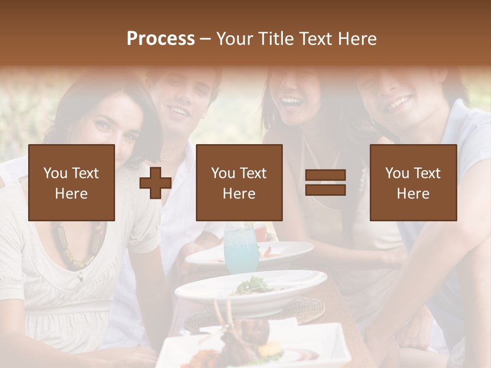 A Group Of Young Adults Having Lunch On Vacation PowerPoint Template