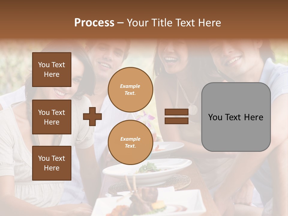 A Group Of Young Adults Having Lunch On Vacation PowerPoint Template