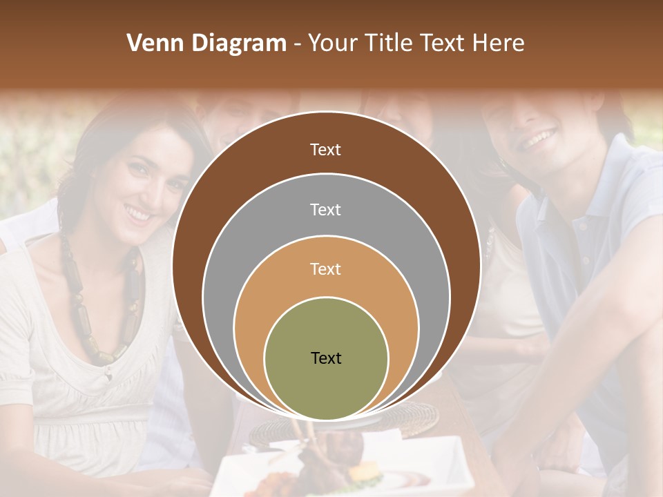 A Group Of Young Adults Having Lunch On Vacation PowerPoint Template